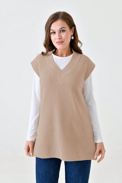 NİSUM MODA Пуловер с V-образно деколте NİSUM
