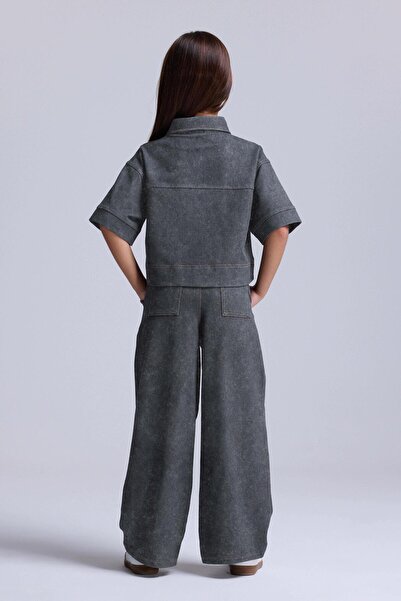 BABOKAH (Kids Girl) Kot Görünümlü Geniş Paça Pantolon