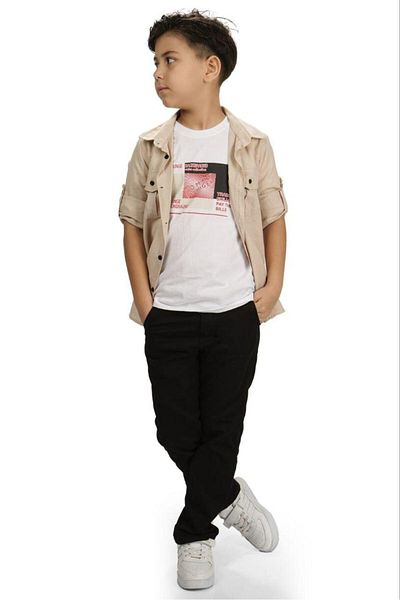 Esterella Boy's Oxford Shirt T-Shirt and Pants Set - 3 Piece Set