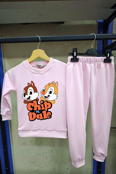 endudu Chip'N Dale Squirrel Stripe Flim Character Children's 2-Piece Seasonal Suit 100% Cotton for Kindergarten-Nursery