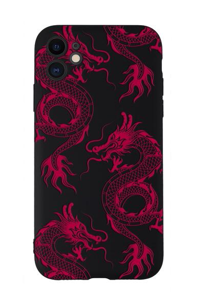 mooodcase iPhone 11 Uyumlu Ejderha Desenli Kamera Korumalı Premium Silikonlu Telefon Kılıfı
