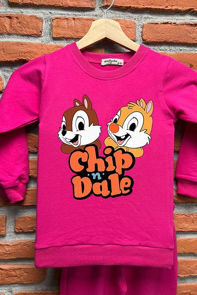 endudu Chip'N Dale Squirrel Stripe Flim Character Children's 2-Piece Seasonal Suit 100% Cotton for Kindergarten-Nursery