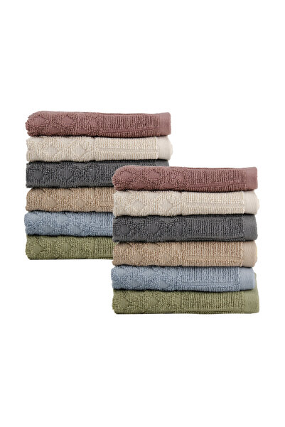 TEXTILE COLORS Earth 12 li El-Yüz-Havlu seti 30 x 30 cm 100 % Pamuk Bukle