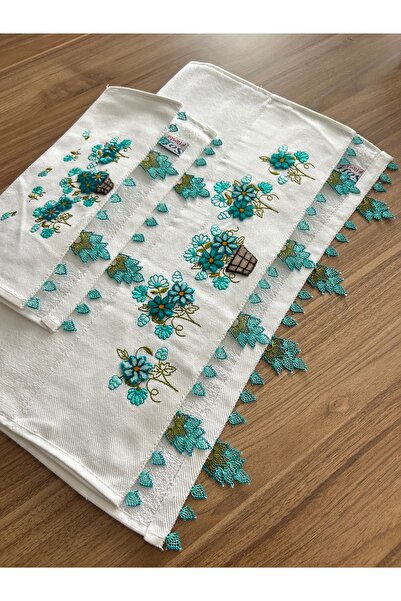 TREND Ръчно изработен комплект двойни кърпи с дантела (50X90 CM 30X50 CM 2 КР...