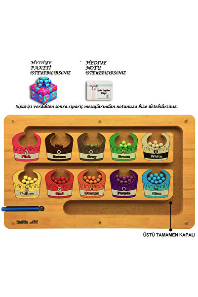 Mim Ar Design Mıknatıs Ve Boncukla Renkler-sayılar Motor Beceri Bulmaca Pano-tek kalem