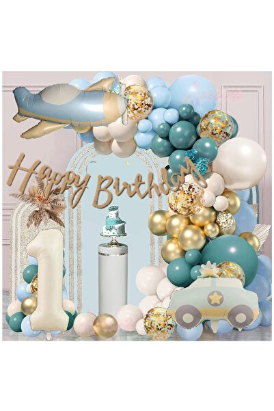 Partile Retro Renk Uçak Arabalı Folyo Balon Seti Parti Eğlence Kutlama Polis ...