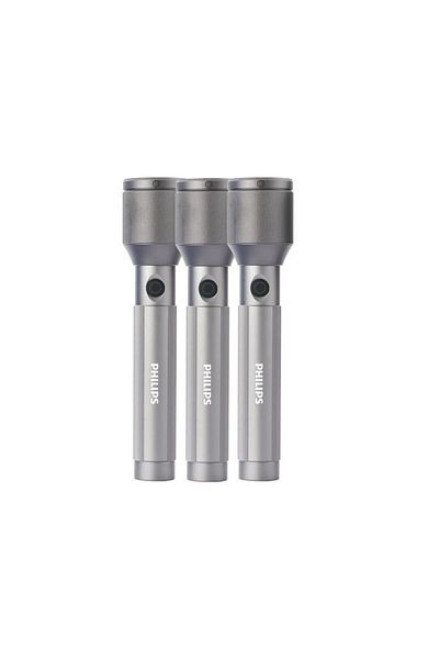 Philips 3-Piece 1100 Lumens Aircraft Aluminium Alloy Zoom LED Rechargeable Flashlight 22.5 x 3.2 x 5 cm