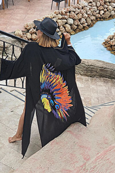 Papatya Siyah Kızılderili Kimono (el işi)
