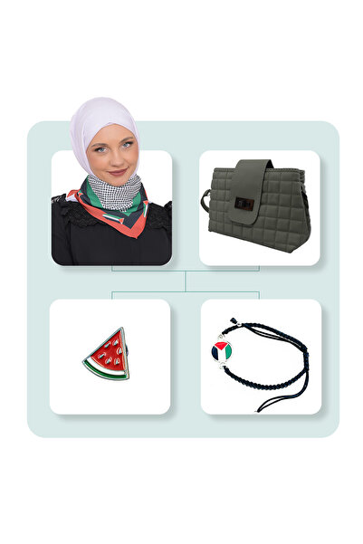 Zaytoon Women's Handbag Palestine Accessory Set 4-Piece Faux Leather Daily Green