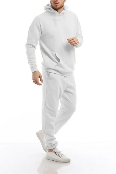 ruNadeS Men's Raised Comfort Fit Hooded Kangaroo Pocket Tracksuit Set - Casual