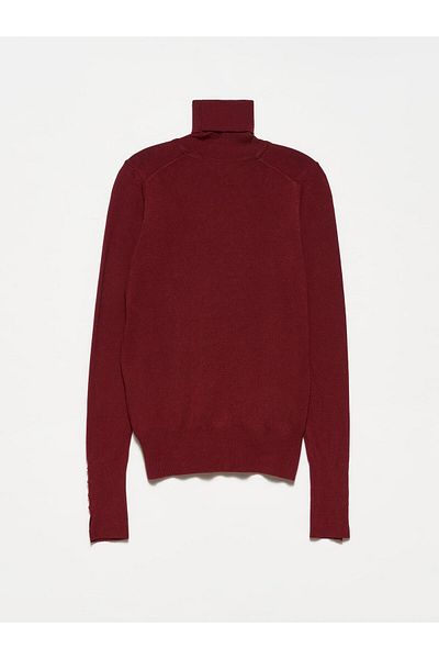 Dilvin Burgundy Turtleneck Drop Sweater