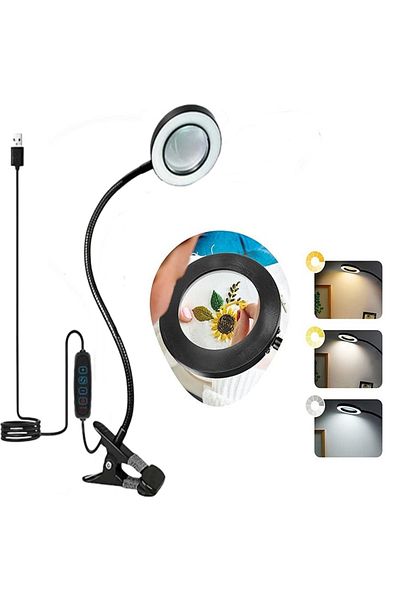 gaman 10X увеличител LED работна лампа настолна лампа 3 цвята димер 5W USB