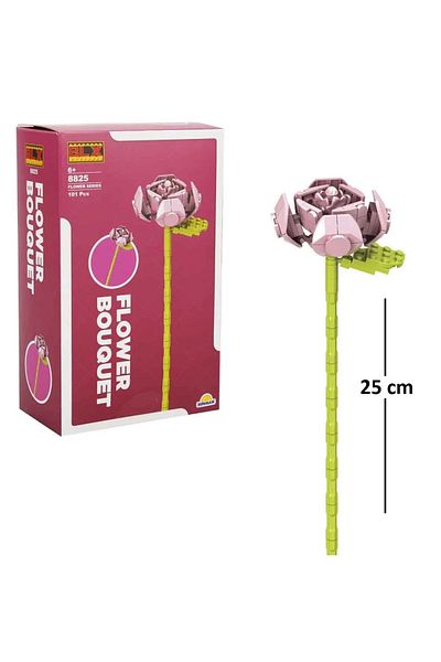 LRS STORE Iconic Rose 1 Branch 101 Pieces Pink Rose Building Blocks Pop up Leaf Flower Making Kit Dear Gift