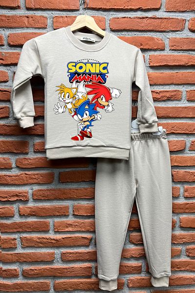 endudu Sonic Printed Cartoon Character Children's 2-Piece Set Kindergarten-Nursery Set 100% Cotton Set