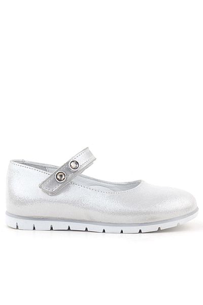 Rakerplus Balerini pentru fete din piele naturală Silver Stone Velcro