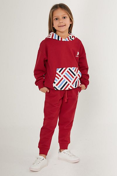 U.S. Polo Assn. Us Polo Assn. Red Girl's Kangaroo Set - Pocketed