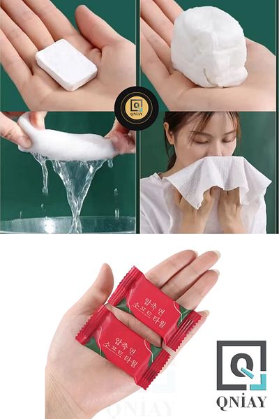 QNİAY Disposable Compressed 30Pcs Face Wipes Compact Mini Square Wipes Travel Towel