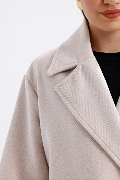 Perryes Жіночий пальто з коміром, складними рукавами та довгим кроєм, з риб'ячим візерунком