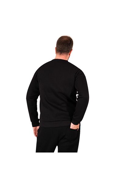 FOURSOLOS Men's Black Sweatshirt, 3 Thread Fabric, Regular Fit