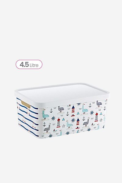 Smartware Stafi Patterned Multi-Purpose Box with Lid 4.5 lt