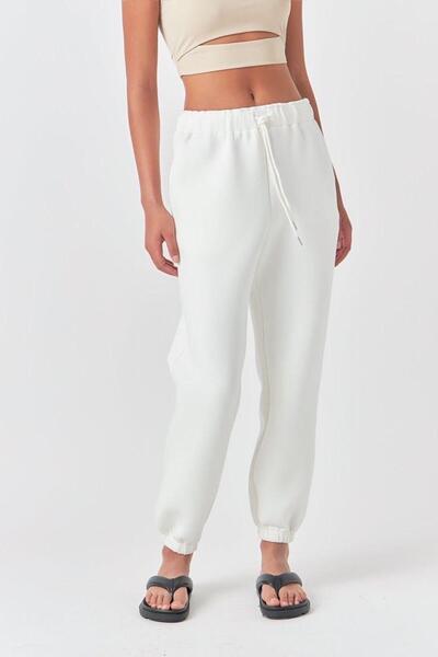 THE WHITE Λευκό χειμερινό βαμβακερό εσωτερικό μέρος, φούτερ με λάστιχο επένδυση fleece