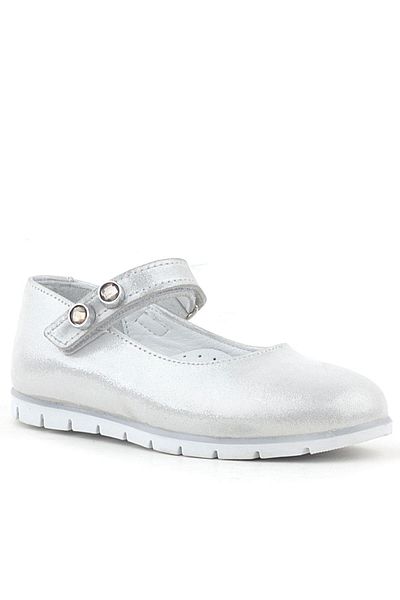 Rakerplus Balerini pentru fete din piele naturală Silver Stone Velcro