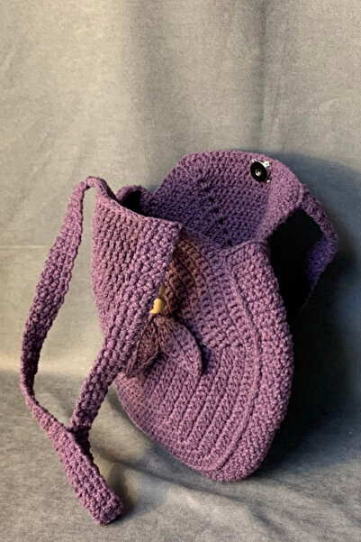 Uretti - Emine 9106 Ручна робота Бавовняна нитка Шестикутна сумка - Фіолетова