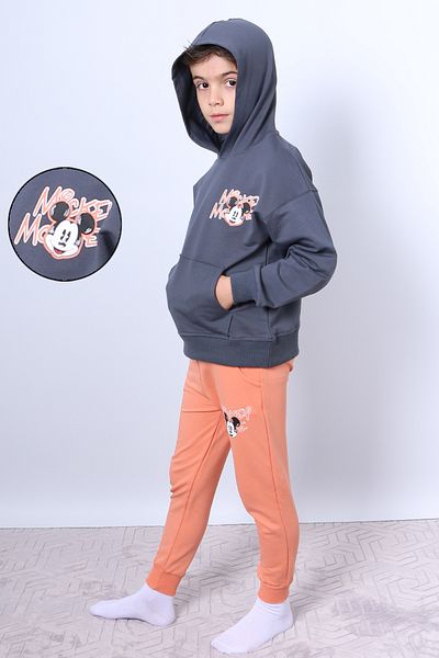 HÇM Boy's Hooded Tracksuit Set - Character Sirt Printed Ribbed F3