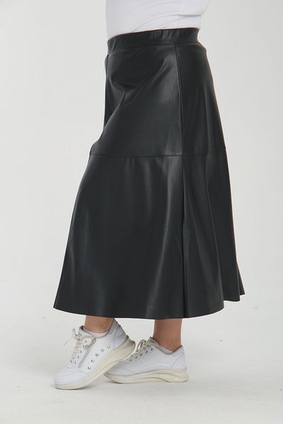 Dejabrew Jeans Fusta din piele cu cusătură neagră A044-1