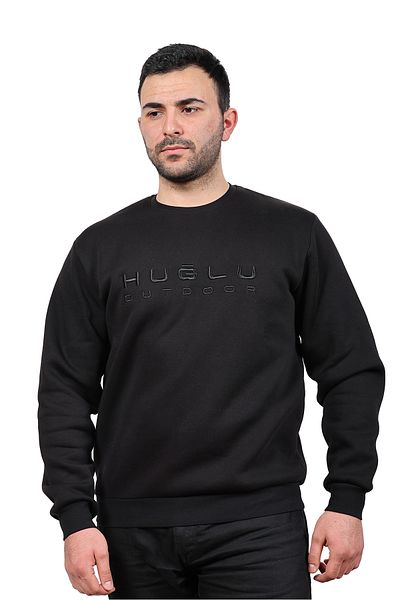 Huğlu Black Basic Sweatshirt