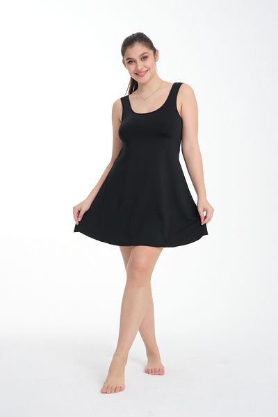 Güler Swimwear Black Color Dress Swimwear with Slip