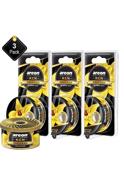 Areon Pack Of 3 Areon air freshener Ken Vanilla Black