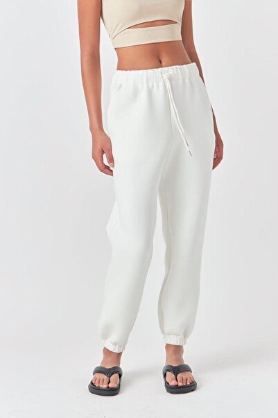 THE WHITE Λευκό χειμερινό βαμβακερό εσωτερικό μέρος, φούτερ με λάστιχο επένδυση fleece