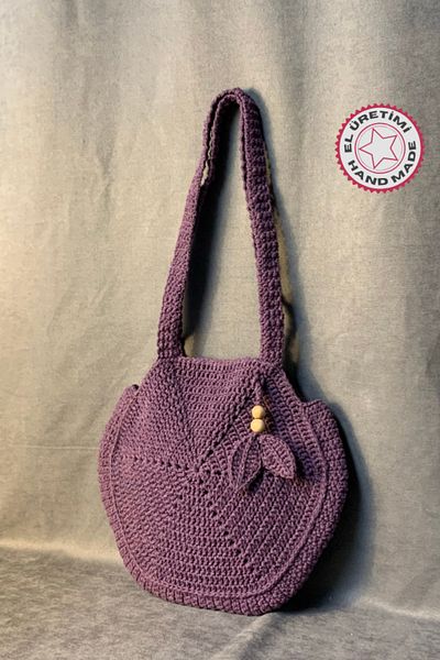 Uretti - Geantă hexagonală din bumbac tricotată manual Emine 9106 - violet