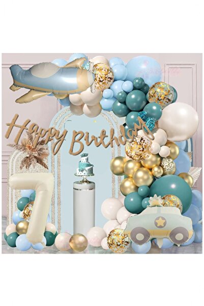 Partile Retro Color Airplane Car Foil Balloon Set Party Entertainment Celebra...