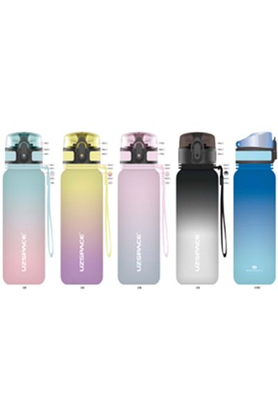 Uzspace 650 ml Gradient Renk Softtouch Tritan Su Matarası Mint Pink