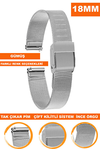 COBRA 18mm Fossil-Welder-Casio-Seiko-Omega-Armani Saat Uyumlu İnce Metal Hasır Saat Kordonu INCHSR18