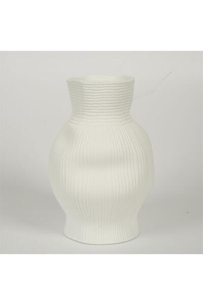 Le Atölye Βάζο Vitale Λευκό Παλμικό Κοντό 15*15*23 εκ. AK.JM00010