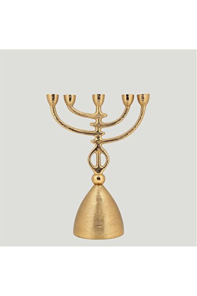 Vitale Gold Metal 5 Li Antik Şamdan 31*15*42 Cm