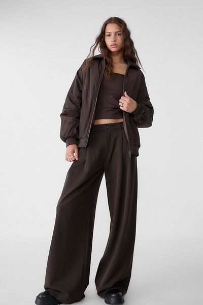 Stradivarius Wide leg smart trousers with darts