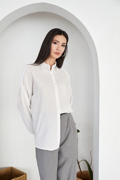 Fulla Moda Cămașă lejeră lungă cu dungi la spate