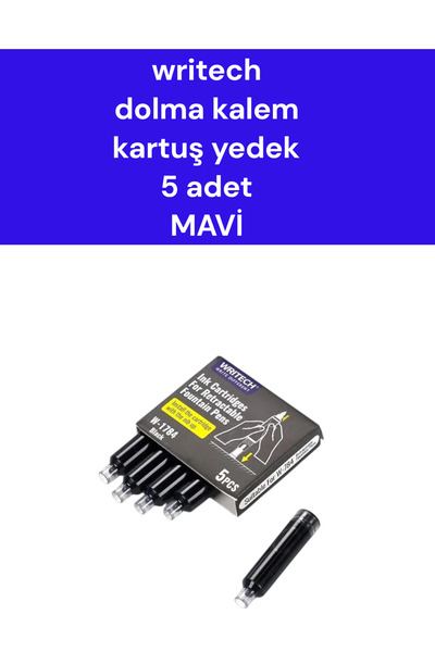 SEYFİKİRTASİYE قلم حبر وخرطوشة احتياطية من Writech - 5 قطع باللون الأزرق