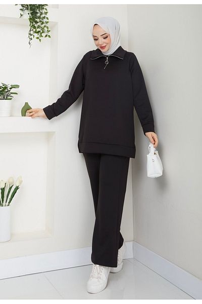 ANKA BOUTIQUE Modal Black Tracksuit Set