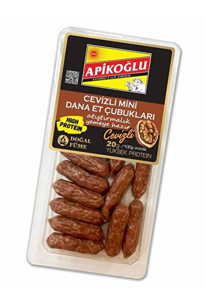 Apikoğlu Üçlü Atıştırmalık Dana Et Çubukları (110 Gr.)(Cevizli-Acılı-Sade)