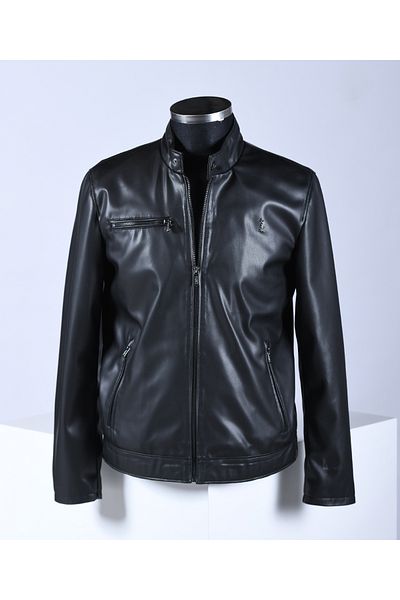 U.S. Polo Assn. Men's Black Leather Coat G081Sz035.000.P24075