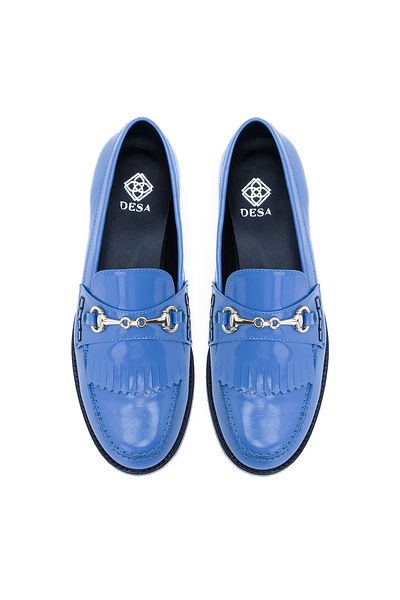 Desa Mocasini Celne Blue pentru dama din piele lacuita