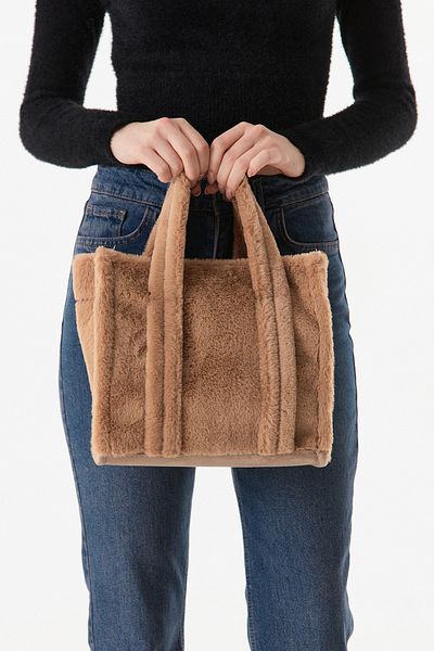 Fulla Moda Basic Furry Plush Handle Bag