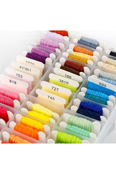 OZN AKSESUAR Muline Rope Cross Stitch Embroidered Rope Set - 80 Colors Boxed