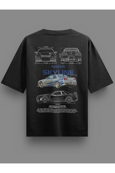New Shine Nissan Skyline Μαύρο Oversize T-Shirt - Unisex