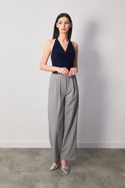 Fulla Moda Ριγέ παντελόνι Palazzo με ζώνη στη μέση